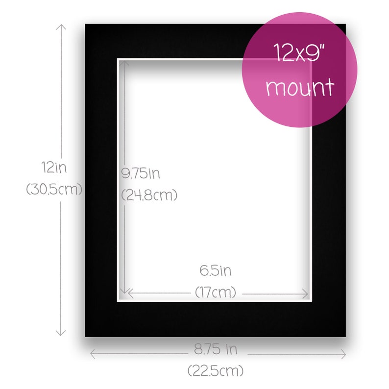 Picture Frame Mount Card 9x12 Inches A4 Single Aperture Size Etsy