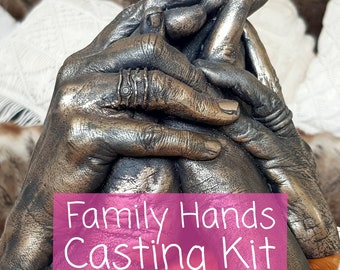 DIY Family Hand Casting Kit Gift Create a 3D Keepsake Holding Hands Plaster Cast Contains All You Need Alginate, Plaster, Metallic Wax Paint