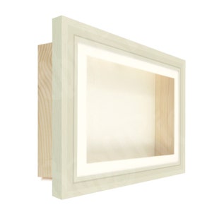 Extra Large Square Shadow Box Display Frame in Cream, Whipped Cream insert for object keepsake memory framing