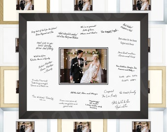 Wedding Guest Signing Signature Frame Well Wishes Board Photo Space - Choose size 12x16" or Large 16x20", Silver, Gold, White, Black, Oak