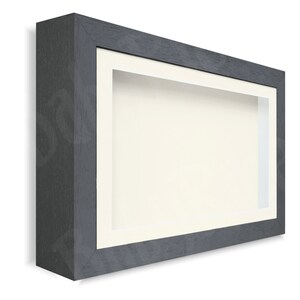New Dark Grey Shadow Box Display Frame Small Large Size 4.8cm Deep Depth Object Item Keepsakes Insert Gray Shadowbox Memory Square Oblong Cream/Cream
