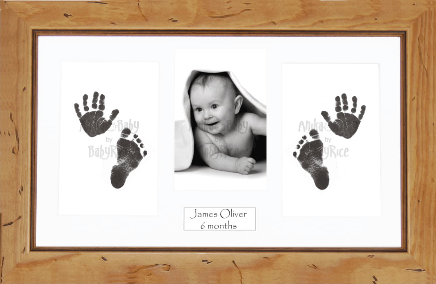 New Baby Boy Girl or Twins Baby's Hand Print Footprint Kit & Rustic Wooden  Frame Photo Prints Display Newborn Christening Baby Shower Gift 