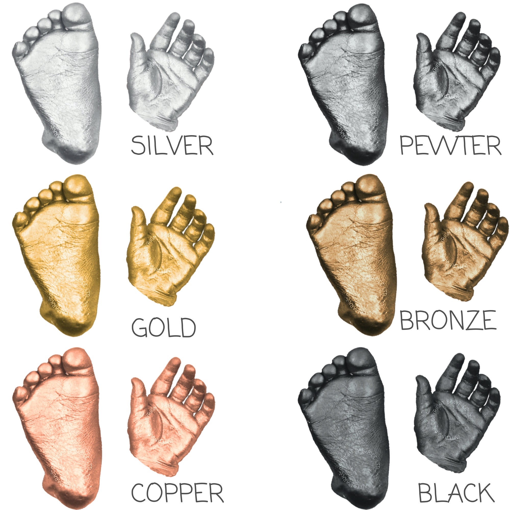  Baby Hand & Foot Casting Kit Set/Dark Wood Frame/Bronze Casts  by BabyRice : Baby