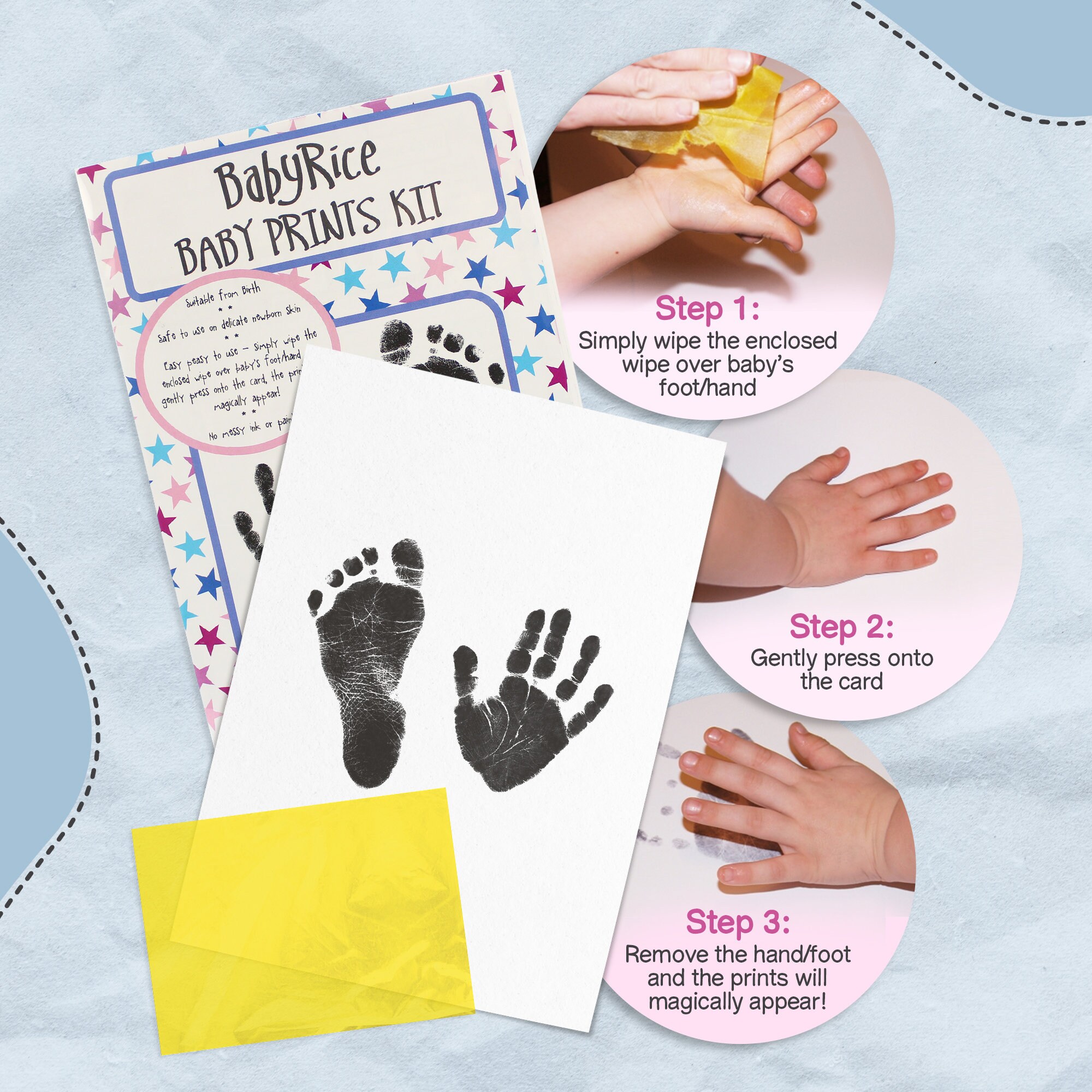 Inkless Wipe Baby Kit-Hand Foot Print Keepsake Newborn Footprint