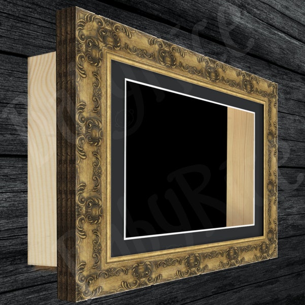 Rectangle Ornate Antique Gold effect Deep Shadow Box Display Frame 6x10", 6x8", 7x9", 8x10", 9x12", 10x12", 10x26", 11x14", 12x16", 16x20"
