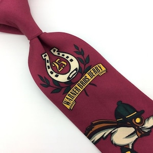 Warner Bros .Derby Tie Bug Bunny Horse Shoe Riding Racing Silk Brn Novelty N0-9