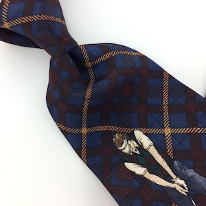 Van Heusen Usa Tie Plaids Golf In 50s Club Blue Brown Men Necktie N4-122 Novelty Excellent Cravate de fantaisie Corbata de la novedad