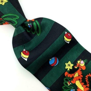 Pooh Tie Disney Green Yellow Orange Ornament Striped Necktie Cartoons  IN16-78