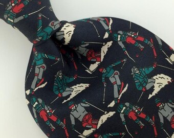 Bert Pulitzer Us Made Snowskate Sking Black Silk Men Neck Tie N4-61 Excellent Cravate de fantaisie Corbata de la novedad