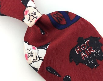 Mike Luckovich Tie Hot Air Rush Maroon Man Silk Necktie N4-104 Novelty Excellent Cravate de fantaisie Corbata de la novedad