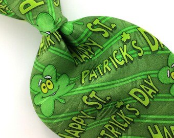 Keith Daniels Patrick's Klaver Groene Zijden Stropdas In14-3o4 Nieuwigheid Ties Excellent Cravate de fantaisie Corbata de la novedad qw
