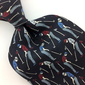 J T Beckett Usa Tie Golf Player Golfing Sport Black Blue Silk Necktie N4-191 Excellent Cravate de fantaisie Corbata de la novedad