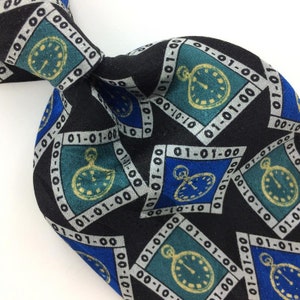 The Mark Of The Millennium Tie Clock Timepiece Watch Silk Men Necktie N4-189 Excellent Cravate de fantaisie Corbata de la novedad
