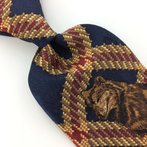 Field Wear Tie Navy Blue Brown Bear Silk Necktie N4-250 Novelty Excellent Cravate de fantaisie Corbata de la novedad