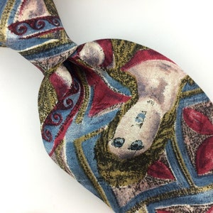 Secours Usa Tie Woman Statue Abstract Blue/Olive/Beige Silk Men Necktie N4- 347 Excellent Cravate de fantaisie Corbata de la novedad