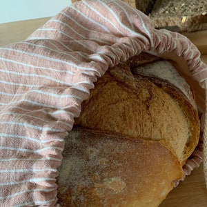 Reusable French linen bread bag lined in organic cotton image 1