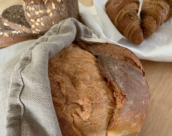 Wiederverwendbarer Brotbeutel aus natürlichem französischem Leinen