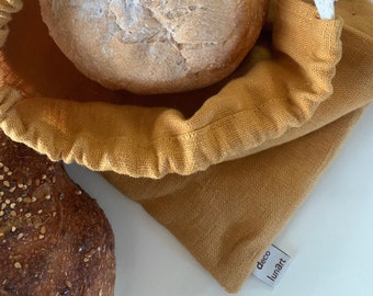 Bread bag in 100% French linen saffron color