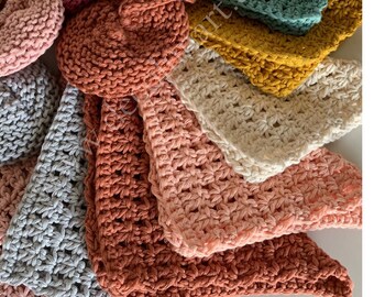 Lavette essuie-tout , lingette, débarbouillette tawashi, lavable et réutilisable réalisée au crochet en coton bio