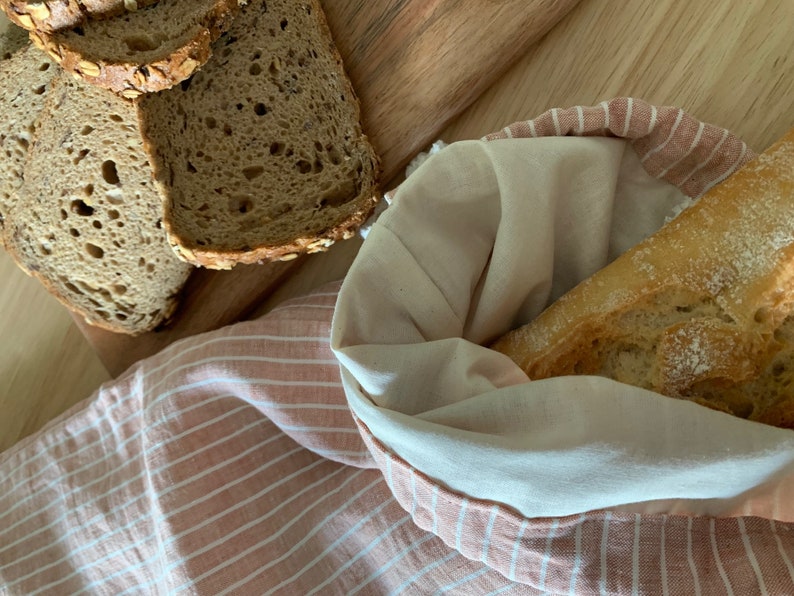 Sac à baguettes / pains longs réutilisable en lin français doublé en coton bio image 2