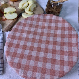 Charlotte dish cover / bowl cover in gingham coated cotton lined in natural organic cotton image 9