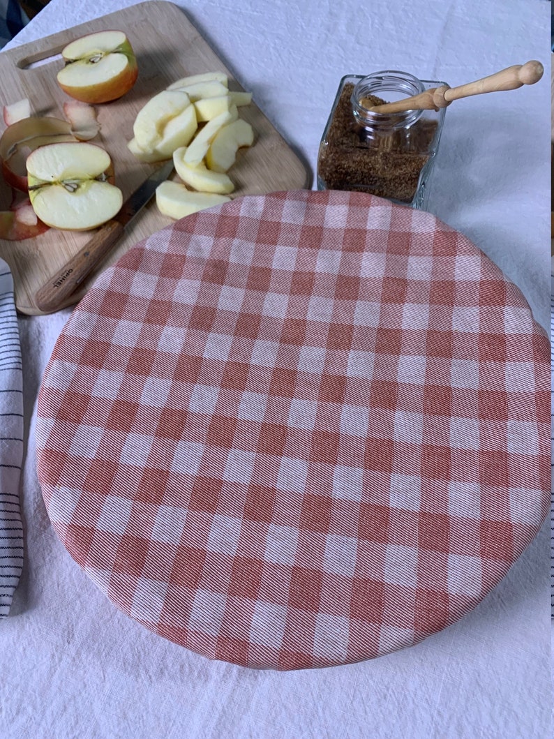 Charlotte dish cover / bowl cover in gingham coated cotton lined in natural organic cotton image 9