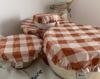 Charlotte flat cover in caramel gingham cotton and natural organic cotton