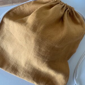 Bread bag in 100% French linen saffron color image 4