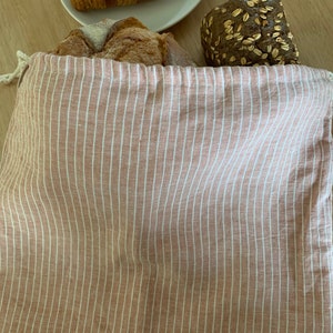 Reusable French linen bread bag lined in organic cotton image 6