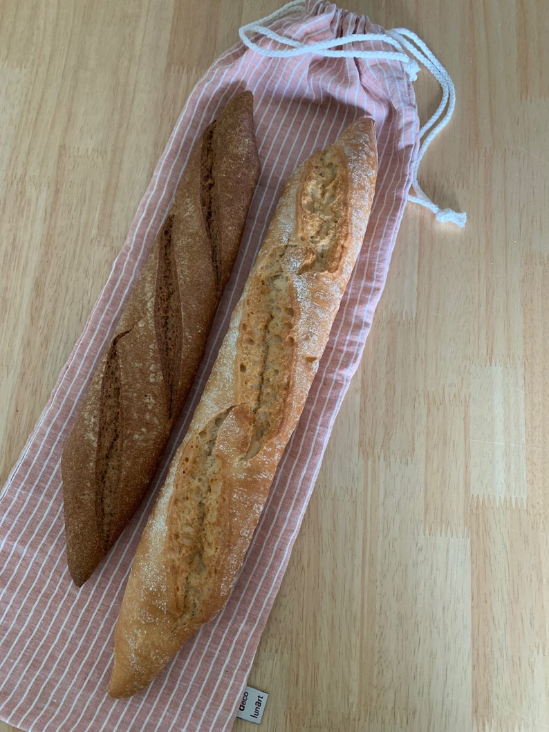 Sac à baguettes / pains longs réutilisable en lin français doublé en coton bio image 6