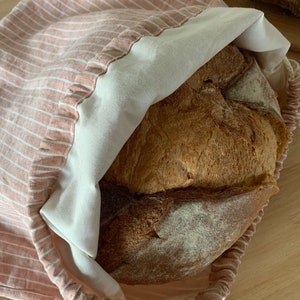 Reusable French linen bread bag lined in organic cotton image 5