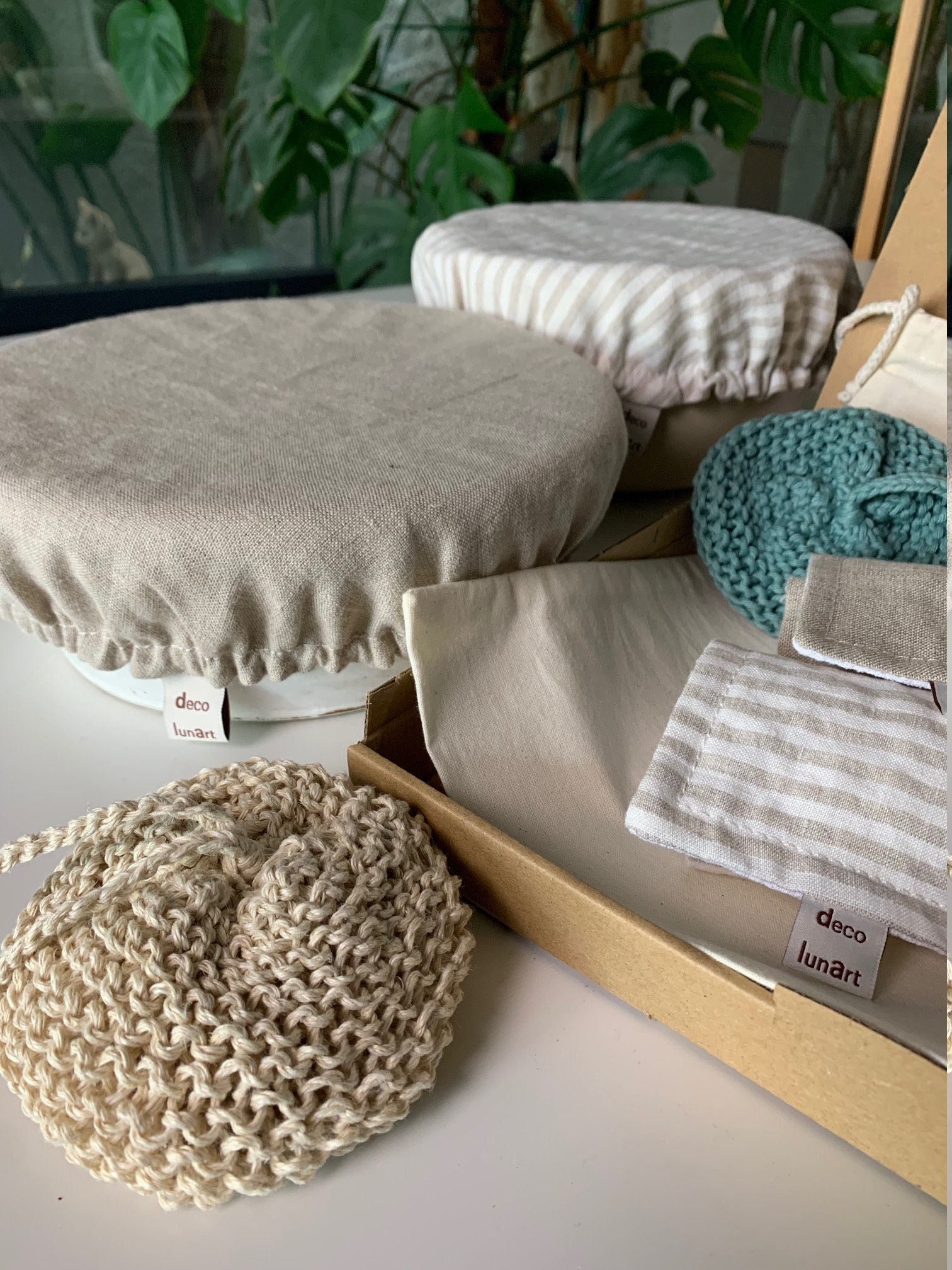 Kit Cuisine Zéro Déchet Chanvre et Coton Composé de Sept Articles