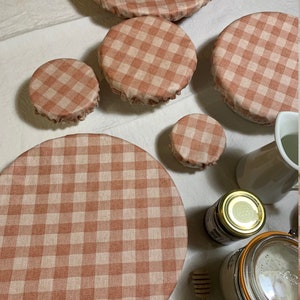 Charlotte dish cover / bowl cover in gingham coated cotton lined in natural organic cotton image 8