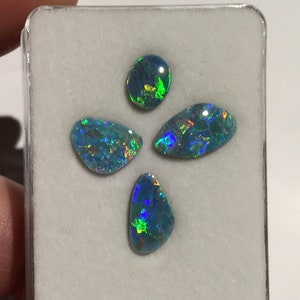 Lightning Ridge Black Opal Doublets Suite of 4- Genuine Loose Australian Opal - 4.20 carats Natural Opals