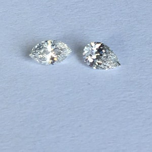 Paire en Courbe Natural Diamonds 0.26 carat- Loose Genuine Marquise Shape & Pear Shape Diamonds- Designer Gemstones- Jewelry Maker