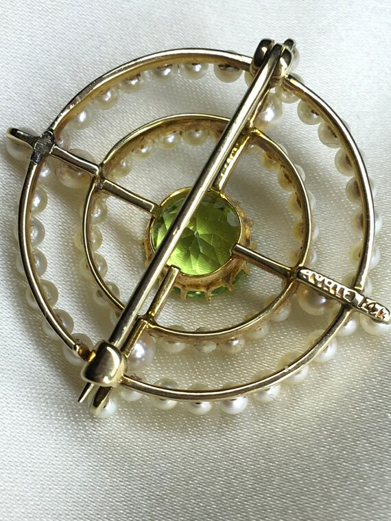 Antique Natural Gem Quality Peridot and Pearl Bro… - image 2