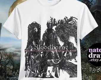 Bloodborne Hunter Unisex T-Shirt, Hand-Drawn Art, Gothic Gamer