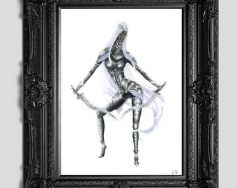 Impressão artística da Dançarina do Vale Boreal de Dark Souls 3