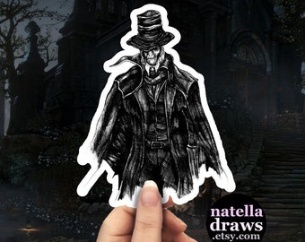 Adesivo Gehrman il Primo Cacciatore, Boss di Bloodborne disegnato a mano