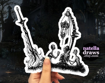 Dark Souls and Bloodborne Sticker Pack, Bonfire and Messenger Lamp Stickers