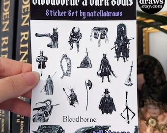 Bloodborne and Dark Souls Sticker Sheet MINI, Soulsborne stickers and decals