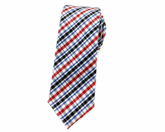 Mens/' Skinny Tie Orange Green White Checks 6CM Thin Wedding Tie Formal Neck Ties