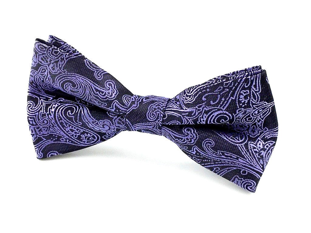 Men's Bowtie Purple and Black Paisley Bow Tie. Purple | Etsy