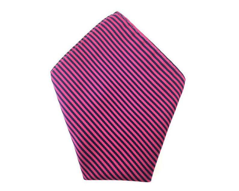 Men/'s Pocket Square Magenta with Dark Blue Stripes Handkerchief Groomsmen Blue Striped Hanky. Magenta Striped Wedding Hankies for Men