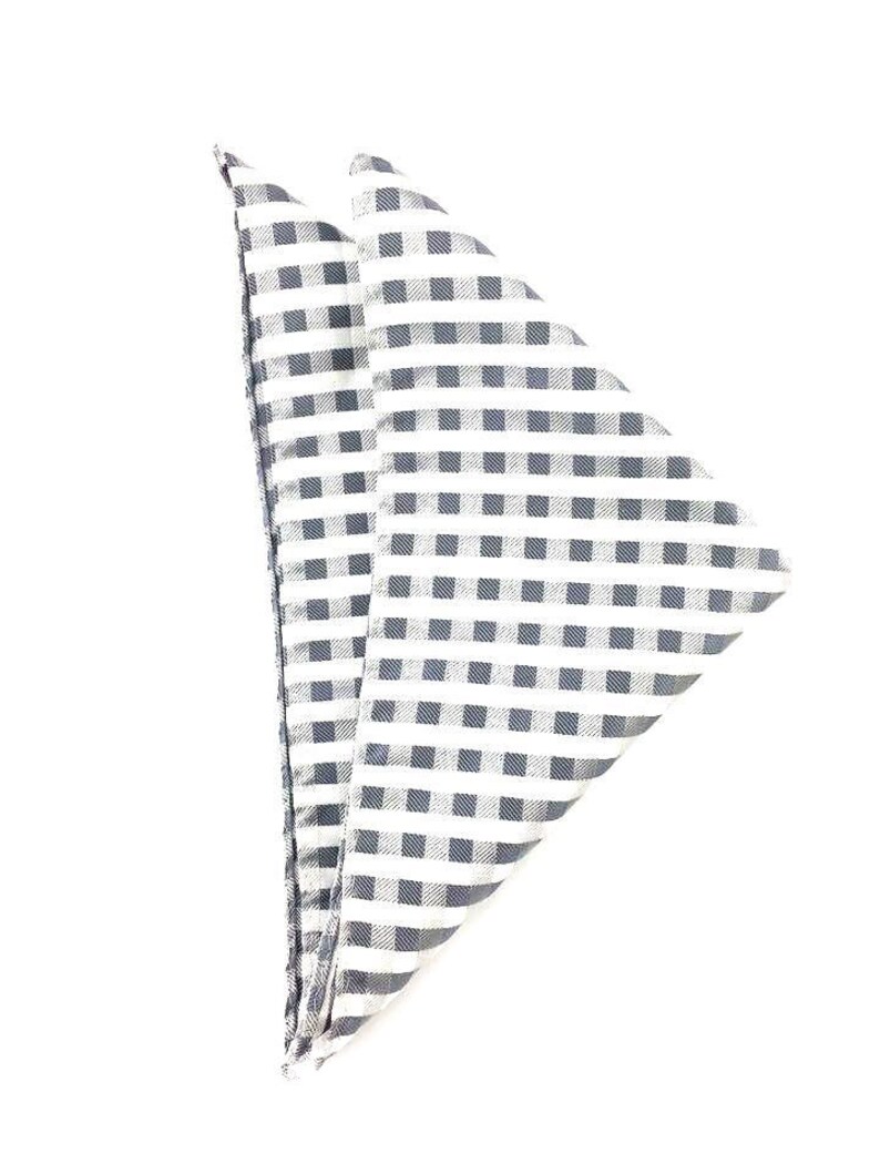Matching Bowtie Pocket Square White Grey Checkered Handkerchief Ties Set Groomsmen Gingham Bowties Hanky Bundle Wedding Bow Tie Hankie Set