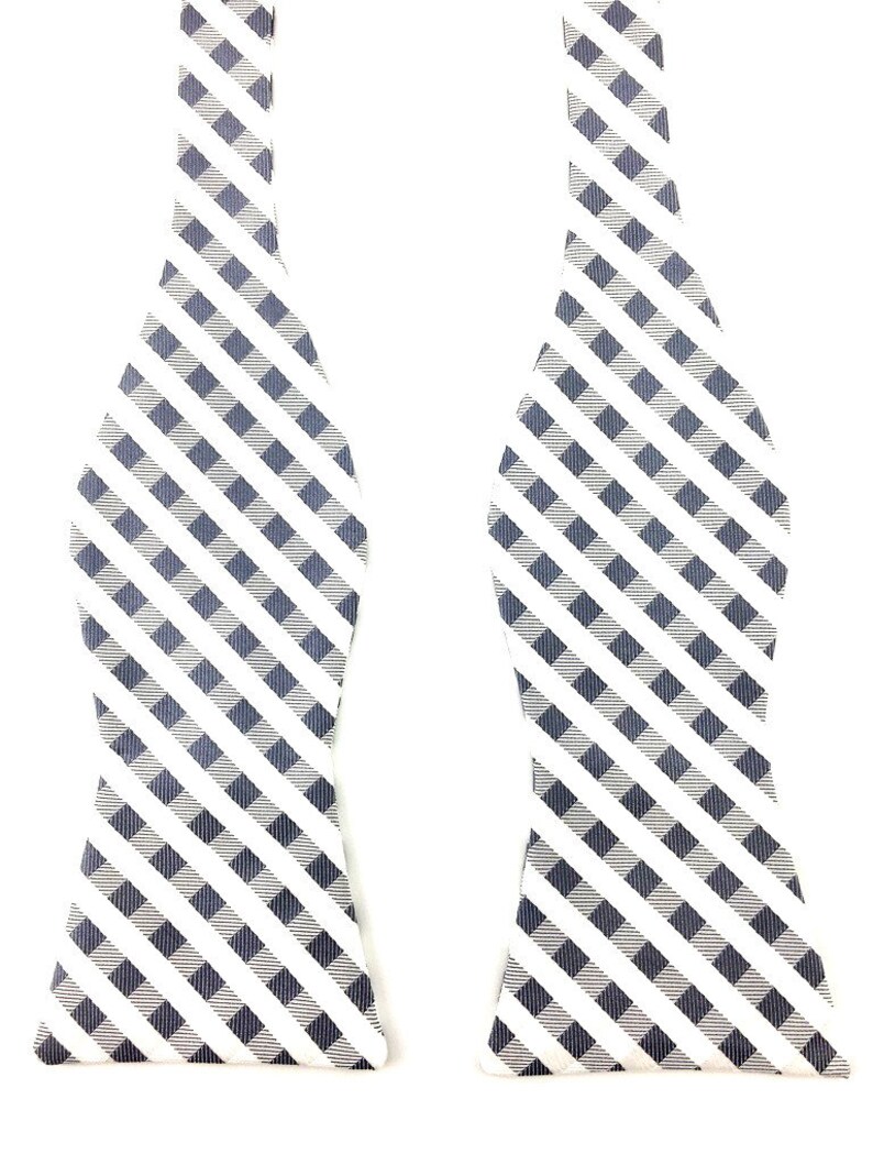 Matching Bowtie Pocket Square White Grey Checkered Handkerchief Ties Set Groomsmen Gingham Bowties Hanky Bundle Wedding Bow Tie Hankie Set