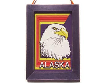 Alaska Magna-Plaque, Alaska Magnet, Bald Eagle, Cubicle Decor, Small Gift, Housewarming Gift, Gift For Him, Gift For Her, Fridge Magnet