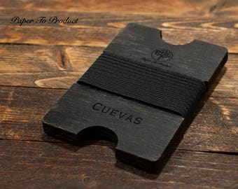 Wallet Wood Laser Cut Minimalist EDC Groomsmen Gift Best Man Groom Christmas Holiday