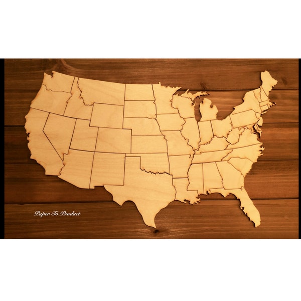 Puzzle USA United States of America Wood Map Educational HD Christmas Holiday (Small Size)