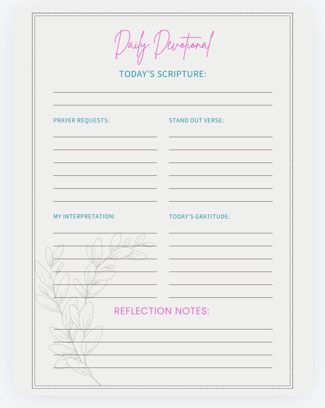 Daily Devotional Printable | Christian Journal Page | Bible Study ...